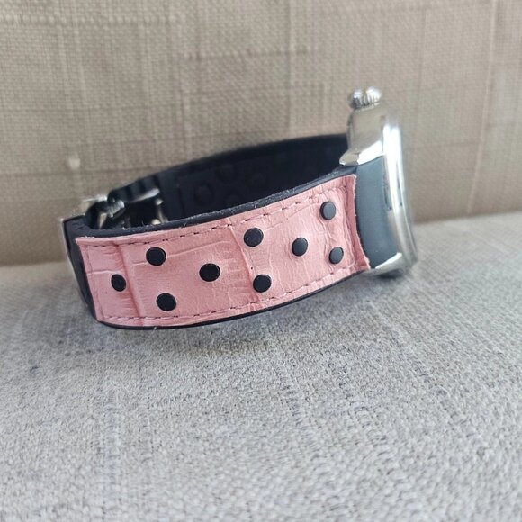Officina Del Tempo WristWatch Pink Leather Black Rubber Band Date Calendar Watch